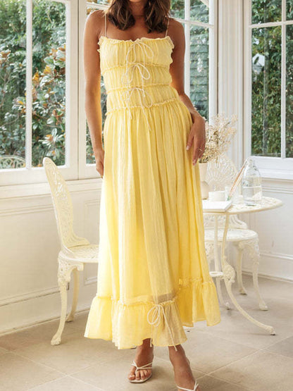 Onbely robe de soirée longue à fines brides avec liseré contrastant pour bal de promo et vacances