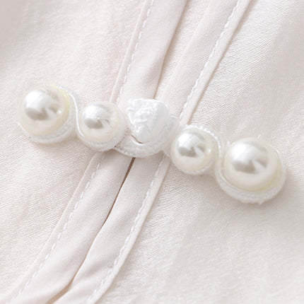 Onbely blouse 2-In-1 bouton chinois à nœud brodée