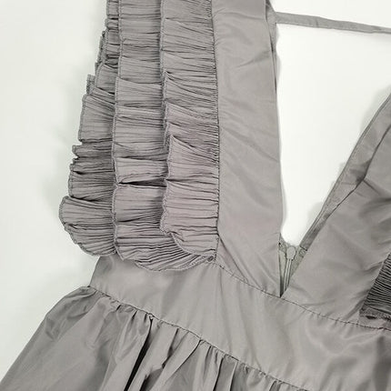 Onbely Robe de soirée longue et maxi à volants décolleté plongeant pour un mariage