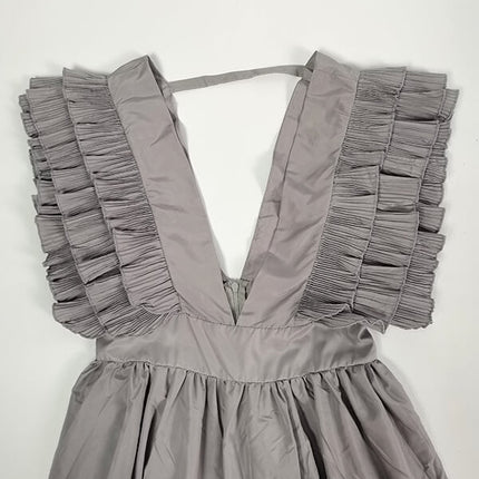 Onbely Robe de soirée longue et maxi à volants décolleté plongeant pour un mariage