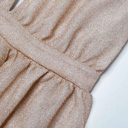 Onbely robe longue brillante paillette élégant champagne - onbely