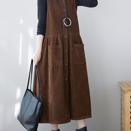 Onbely salopette jupe bretelle velours cotelé avec poches femme vintage