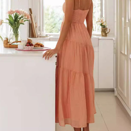 Onbely mi-longue robe à fines brides strappy vacances boho dress