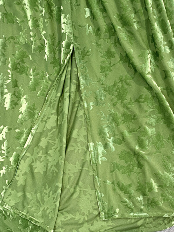 Onbely mi-longue robe moulante vert jacquard velours - onbely