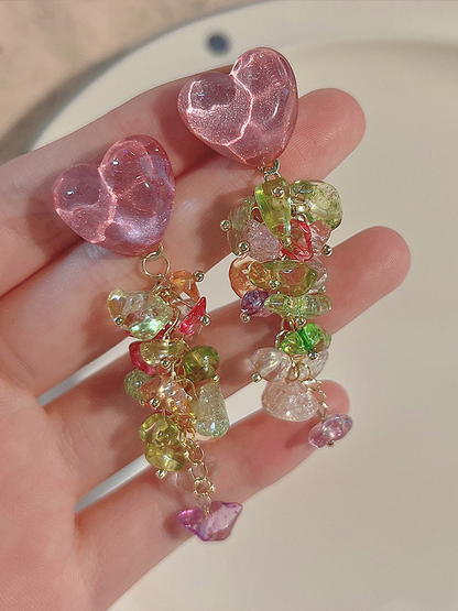 Multicolore cristal de verre frange boucles d'oreilles été - onbely