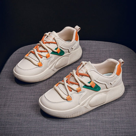 Onbely Baskets Femme Kaki à Semelle Épaisse Sneakers Respirantes et Colorées Chaussures Mode pour l’Automne