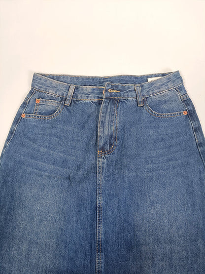 Onbely jupe longue en jean poches taille haute mode femme bleu - onbely