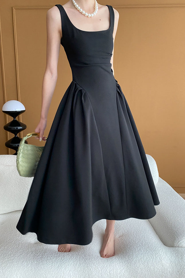 Onbely robe longue trapèze noir audrey hepburn - onbely