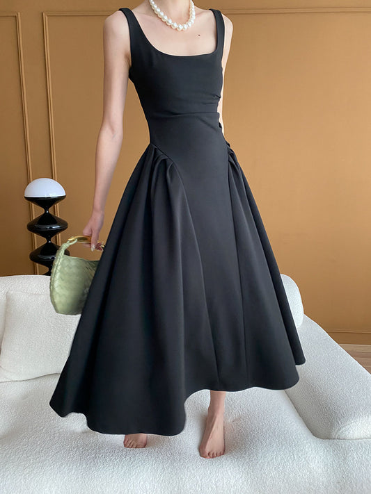 Onbely robe longue trapèze noir audrey hepburn - onbely