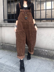 Onbely women's casual corduroy overalls with pockets