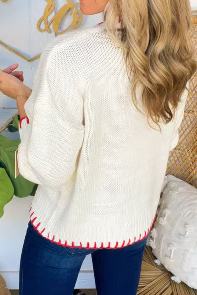 Pull de Noël à col rond et manches longues avec nœud