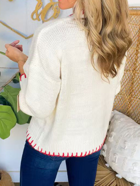 Pull de Noël à col rond et manches longues avec nœud