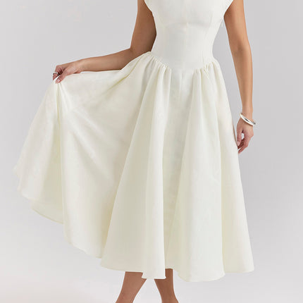 Onbely robe longue trapèze dos nu cocktail élégant blanc