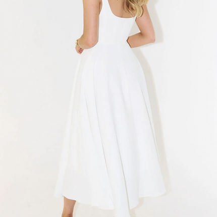 Onbely Robe Midi trapèze col carré simple Élégant Cocktail