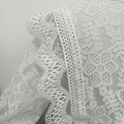 Onbely hauts broderie anglaise avec fermeture éclair col rond élégant femme