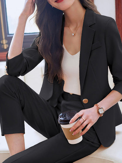 Onbely combinaison 2 pièces blazer avec poches boutons femme style tailleur - onbely