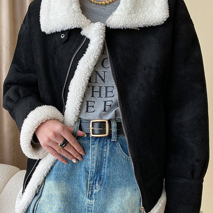 Onbely manteau aviateur suedine avec poches femme nior