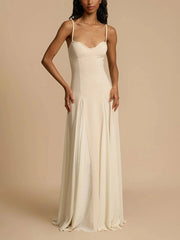 Onbely robe longue fluide à fines bretelles sans manches femme élégante décontractée invitée mariage bal de promo
