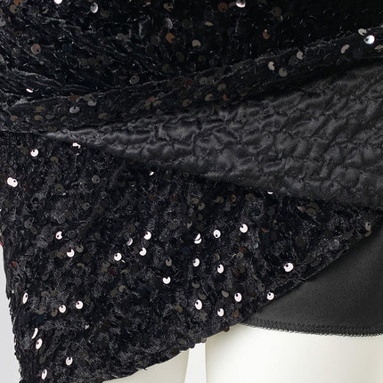 Onbely robe courte moulante velours brillante paillette Col en V cocktail