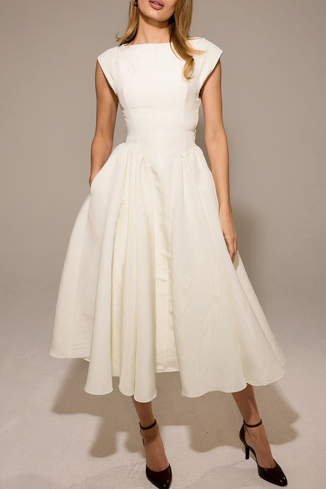 Onbely robe longue trapèze dos nu cocktail élégant blanc