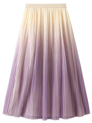 Onbely Jupe Longue Plissée en Tulle à Couleur Dégradé Élégant pour Femme