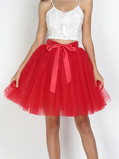 Onbely Jupe mi-longue en tulle avec ceinture élégante pour femme