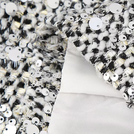 Onbely veste en tweed brillante paillette col rond femme Argent