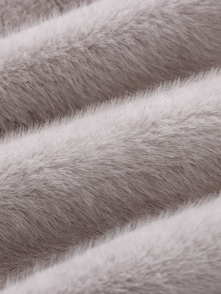 Onbely manteau en fausse fourrure avec poches pour femme mode