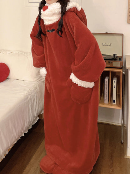 Onbely pyjama père noël avec poches à capuche oversized hiver