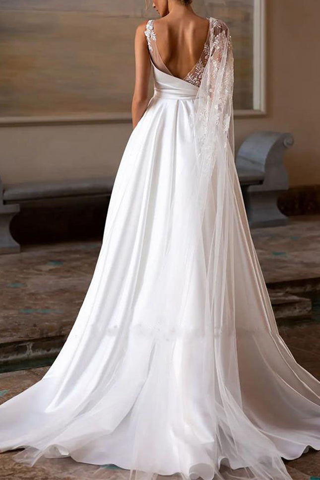 Onbely robe de mariée princesse maxi longue satin tulle élégant