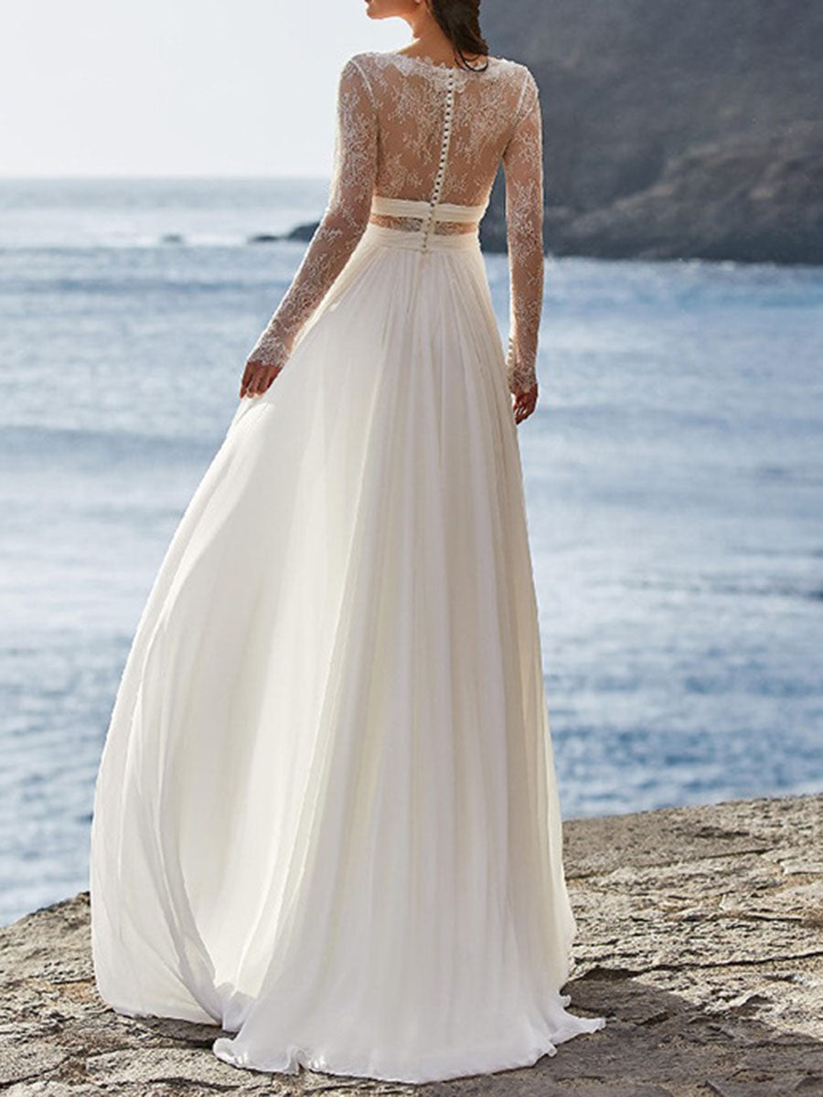 Onbely robe maxi longue de mariée princesse dentelle bohème