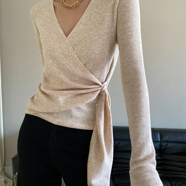 Onbely Haut Femme Croisé Col V Manches Longues Mode Printemps Automne