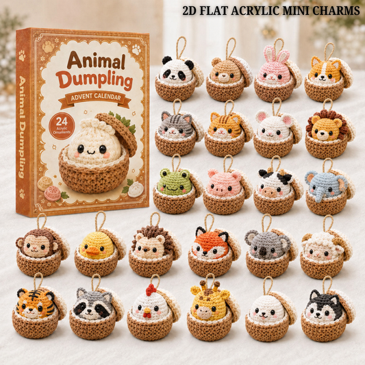 Animal Dumpling Advent Calendar 2026 - 24-Day Festive Countdown, Acrylic Charms Blind Box - Gift For Crochet Lovers
