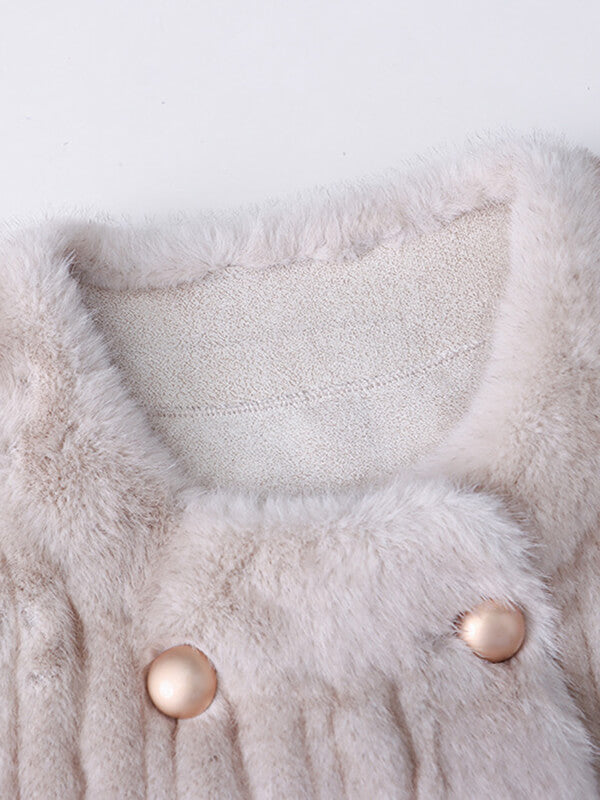 Onbely manteau en fausse fourrure double boutonnage - onbely