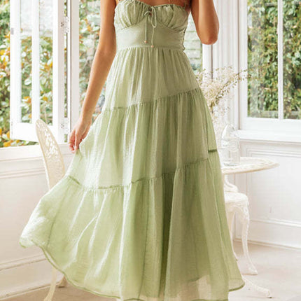 Onbely mi-longue robe à fines brides strappy vacances boho dress