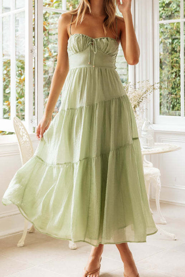 Onbely mi-longue robe à fines brides strappy vacances boho dress