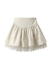 Onbely Women's Lace Bowknot Mini Cake Skirt