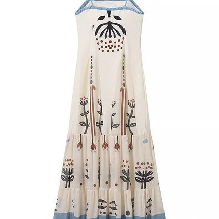 Onbely robe longue ethnique à fines brides avec volants pour bal de promo et plage boho dress