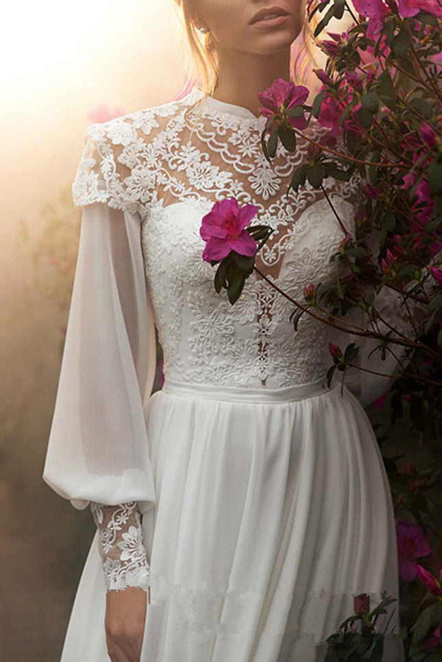 Onbely robe maxi longue de mariée princesse manches longues vintage