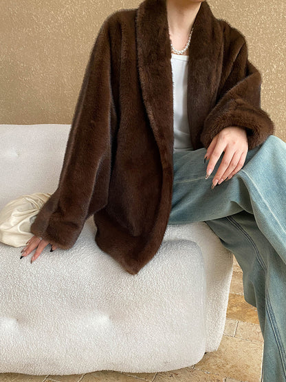 Onbely manteau en fausse fourrure avec poches pour femme mode