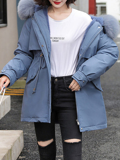 Onbely parka mi-longue doublé polaire à capuche femme hiver