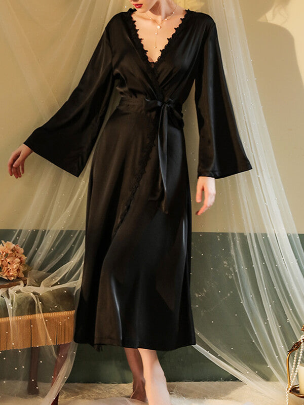 Onbely pyjama satin avec ceinture - onbely