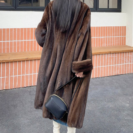 Onbely manteau en fausse fourrure longue femme marron