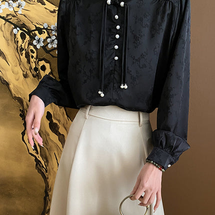 Onbely chemise chinoise pearl élégant