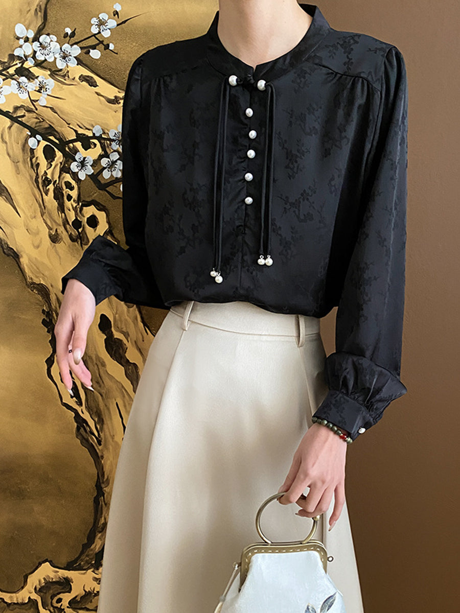 Onbely elegant pearl Chinese shirt