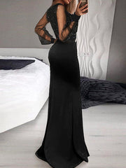 Onbely Long Evening Dress Side Slit Shiny Sequins Ruffles For Wedding Women Ceremony