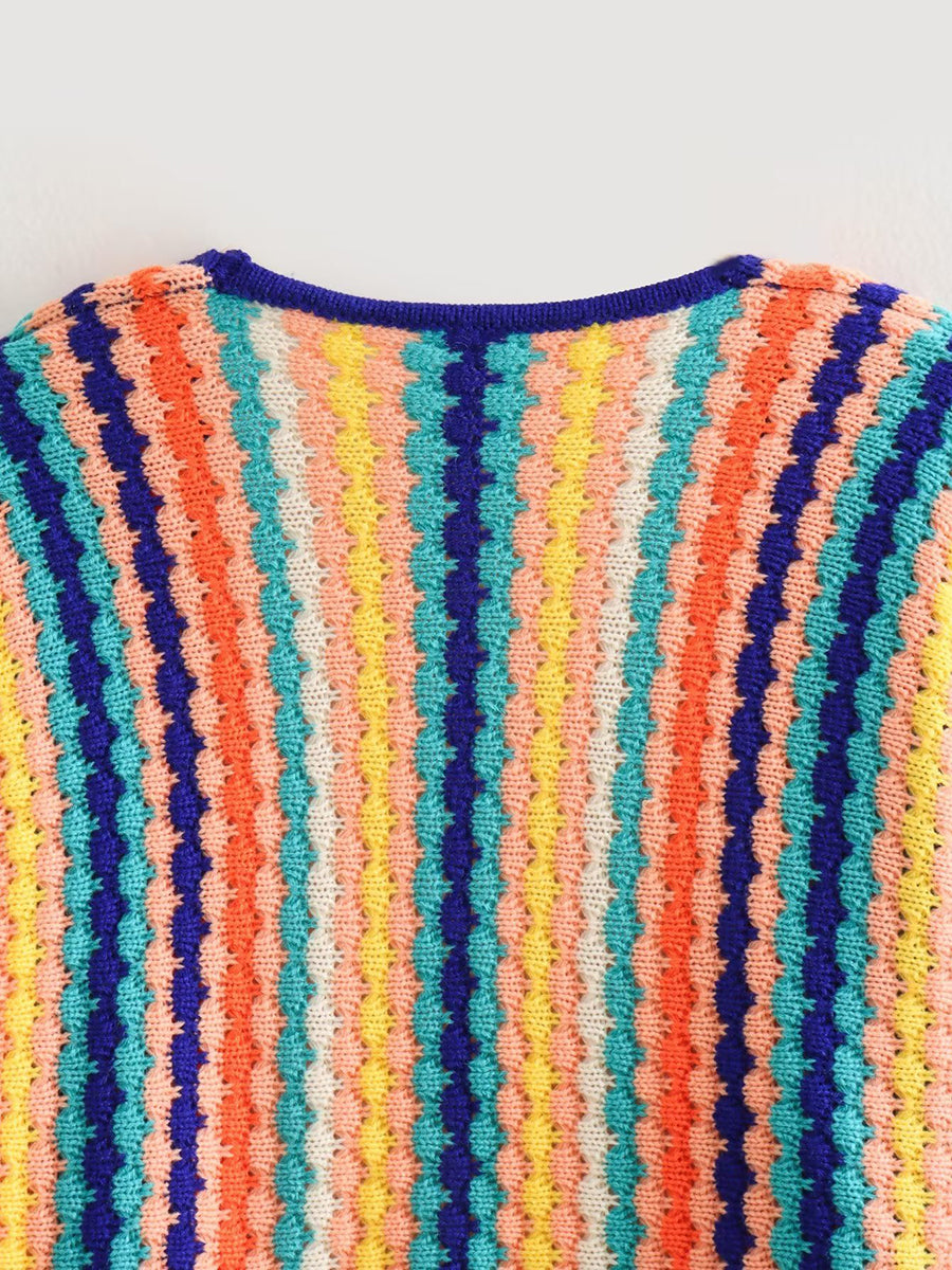 Onbely cardigan rayures arc-en-ciel femme ample casual