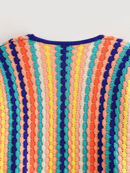 Onbely cardigan rayures arc-en-ciel femme ample casual