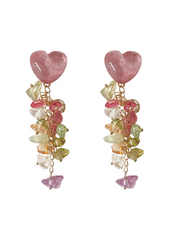 Multicolore cristal de verre frange boucles d'oreilles été