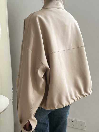 Onbely veste courte coulisse boutonnage taille col montant femme mode
